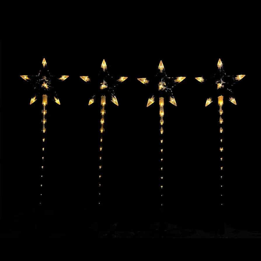 The Christmas Workshop 70429 Meteor Shower Garden Path Outdoor Christmas Decorations | 55cm Tall | 4 Pack | 72 Warm White LED Light Bulbs