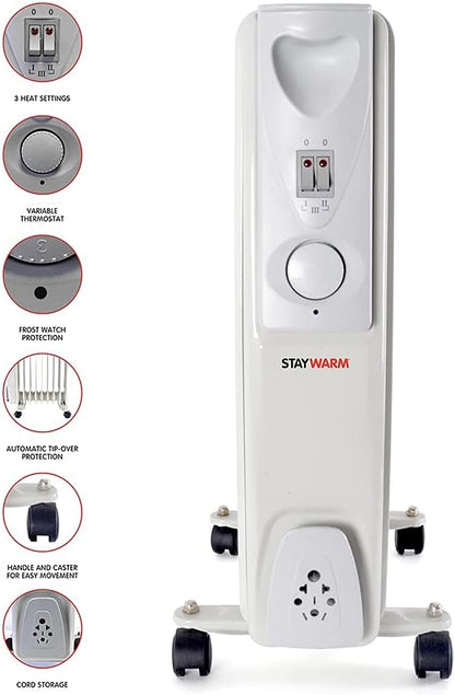 Radiateur à bain d'huile 9 éléments StayWarm 2000W - Gris