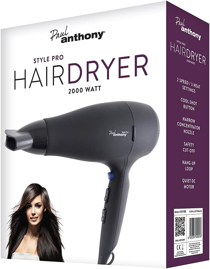 Paul Anthony 'Style Pro' 2000w Hair Dryer - Black