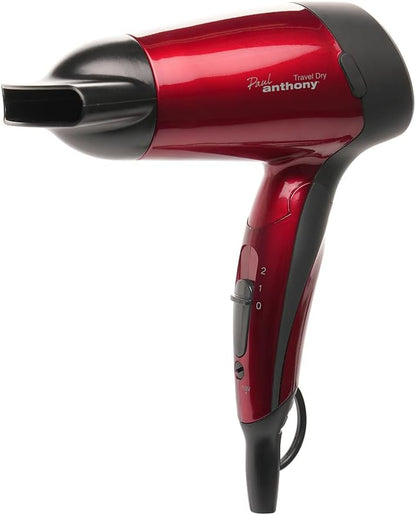 Paul Anthony ''Travel Dry'' 1200w Travel Hairdryer - Hot Red