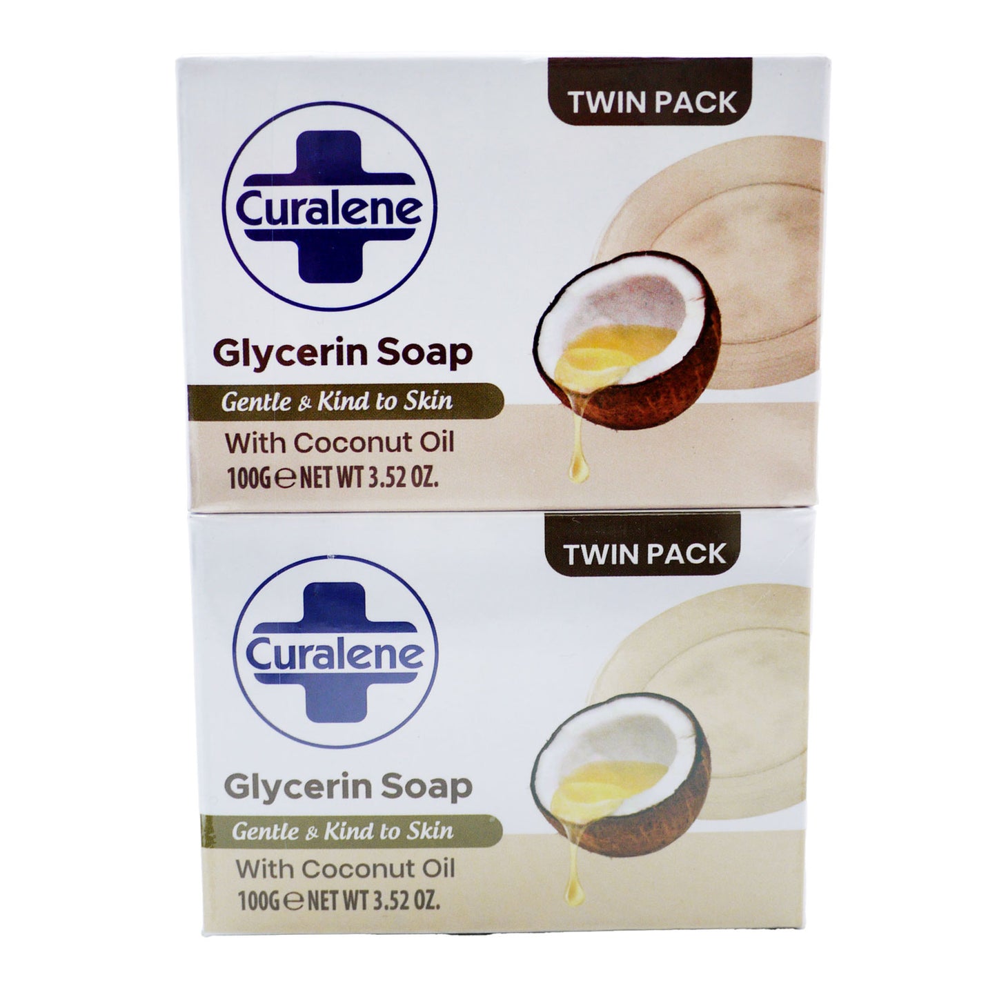 Curalene Savon Glycérine Huile de Coco Lot de 2 x 100g