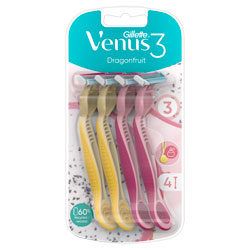 Rasoirs jetables Gillette Venus 3 Dragonfruit pour femmes, paquet de 4