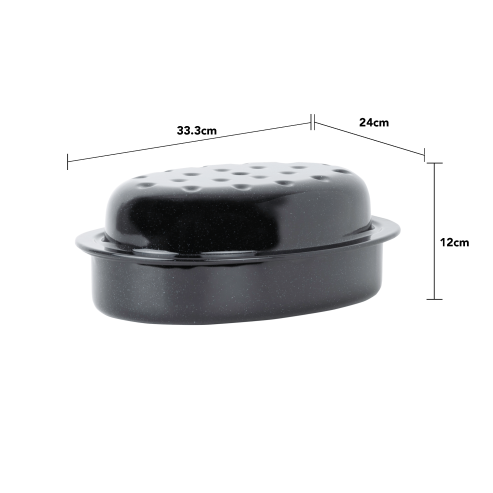 Enamel 0.6mm Oval Roaster Black