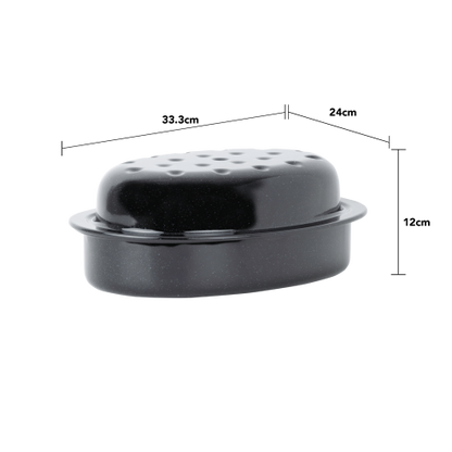 Enamel 0.6mm Oval Roaster Black