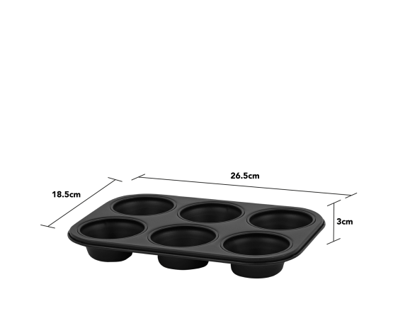 Wham® Essentials 6 Cup Muffin Tin Black/Black