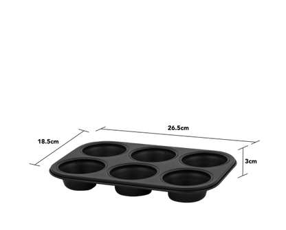 Wham® Essentials 6 Cup Muffin Tin Black/Black