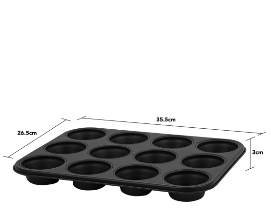 Wham Essentials 12 Cup Muffin Tin Black/Black