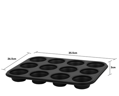 Wham Essentials 12 Cup Muffin Tin Black/Black