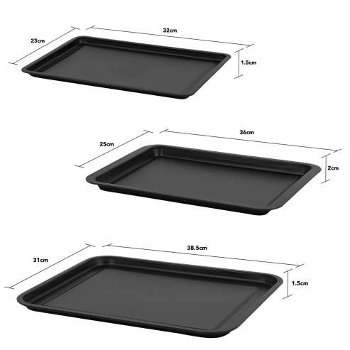 Set 3 Wham® Essentials Oven Trays 32/36/39cm 0.29 Black