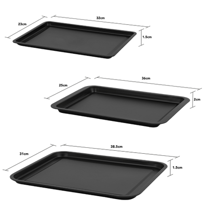 Set 3 Wham® Essentials Oven Trays 32/36/39cm 0.29 Black