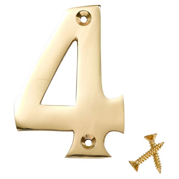 No. 4, 75mm (3") Numerals, Lacquered Solid Brass