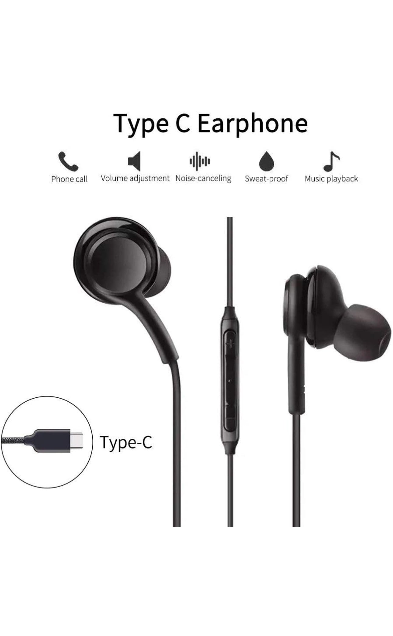 Écouteurs pour Galaxy Z Flip 5 / Z Flip 6, Écouteurs Type C pour Galaxy Z Flip 4 / Z Flip 3 Stéréo HiFi Numérique Filaire Intra-auriculaires Basses Écouteurs USB C pour Samsung Galaxy Z Flip 3 4 5 6 (NOIR)