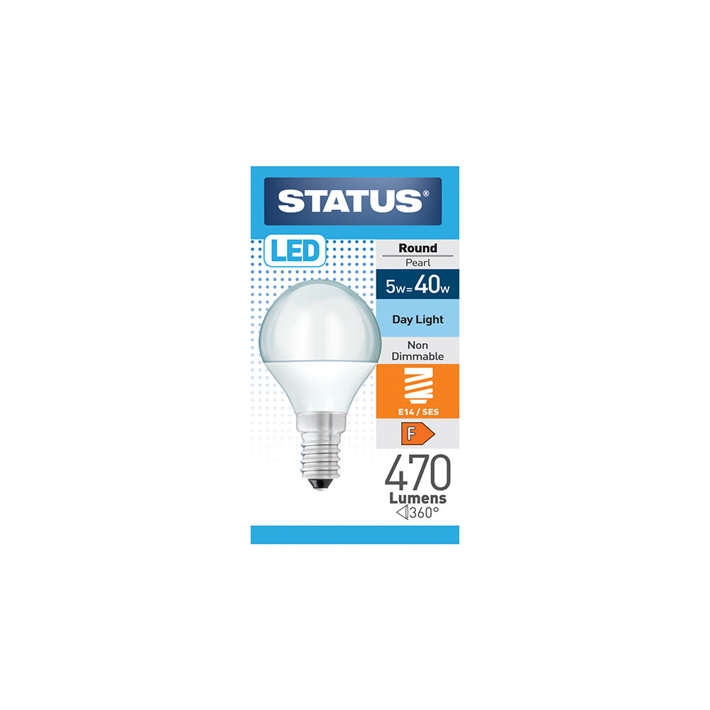 5W = 40W = 470 lumens - LED - Ronde - E14 - PA - Perle - Lumière du jour - Boîte 1 pièce