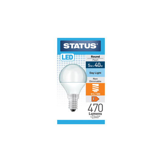 5W = 40W = 470 lumens - LED - Ronde - E14 - PA - Perle - Lumière du jour - Boîte 1 pièce