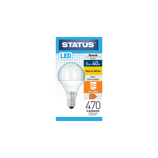 5W = 40W = 470 lumens - LED - Ronde - E14 - PA - Perlée - Blanc Chaud - 1 pce