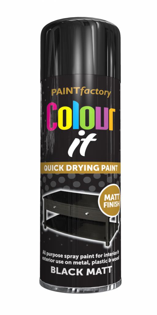 PEINDRE EN NOIR MAT 250ML - Peinture en spray finition mate de qualité supérieure pour projets de bricolage