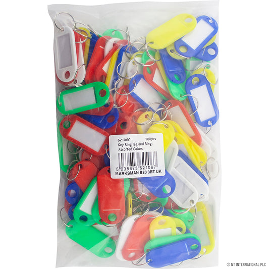 Organize in Style with 100pc Key Ring Tag & Ring Set - Assorted Colors for Easy Identification