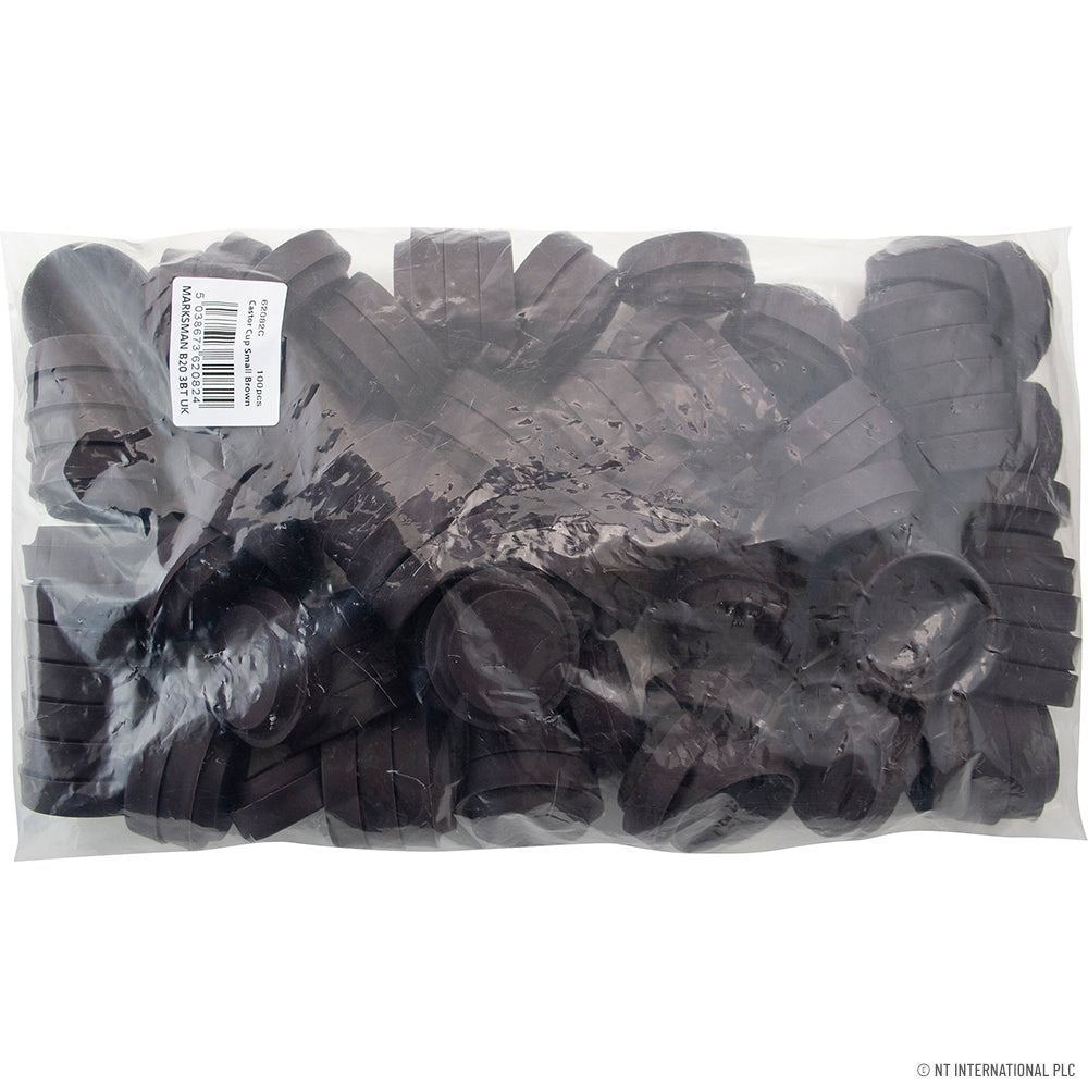 Lot de 100 petites coupelles en caoutchouc marron - Protections de sol pour meubles, coupelles à roulettes de qualité supérieure