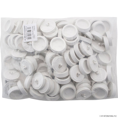 Bulk Pack of 100 Large White Basin Plugs - High-Quality Sink Stoppers for Kitchen and Bathroom Sinks