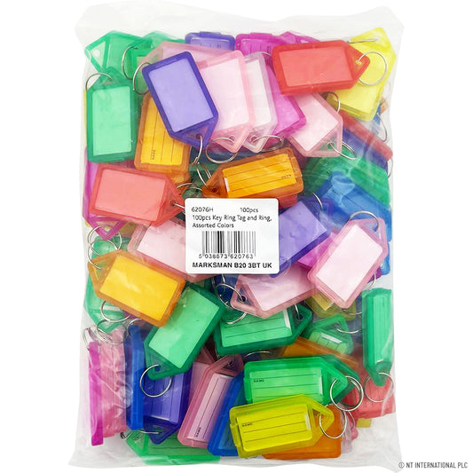 Organize with Ease: 100pc Assorted Key Ring Tag & Ring Set for Ultimate Convenience