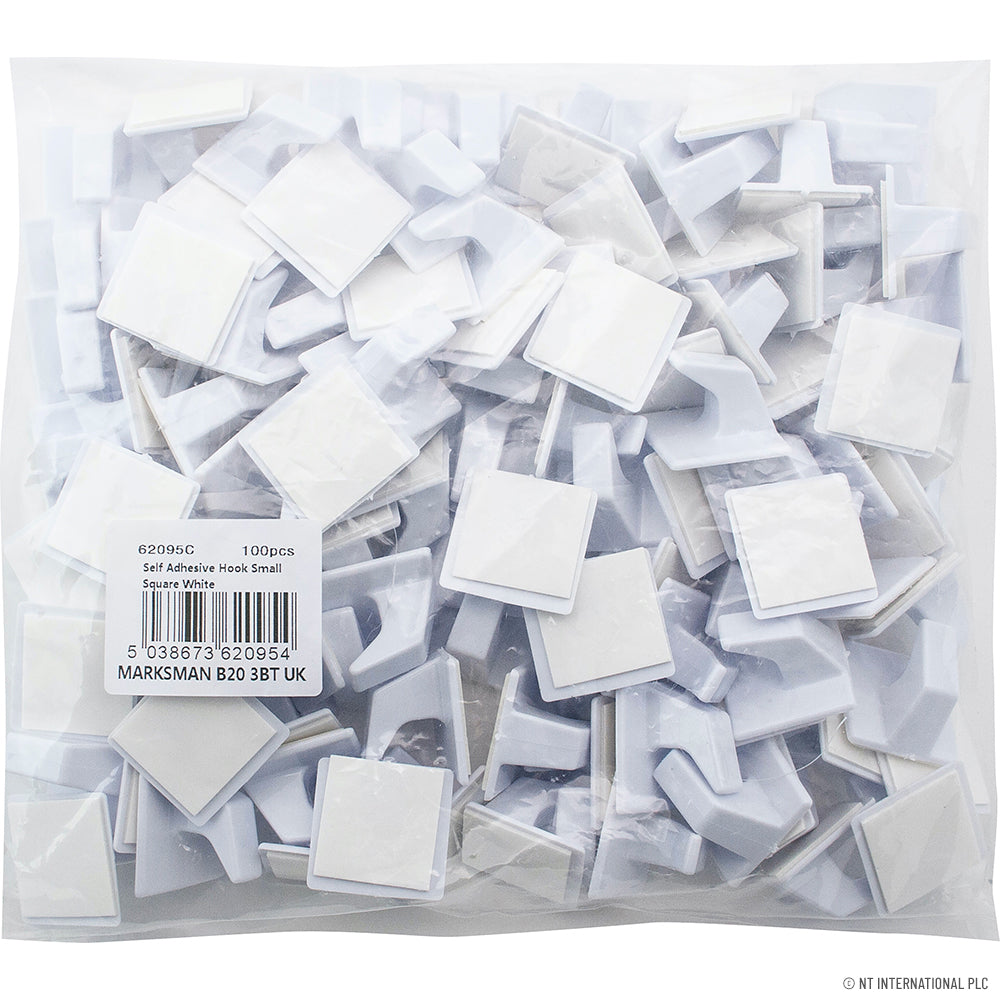 100pc Self-Adhesive Hook - Small Square White Hooks for Organizing and Decorating