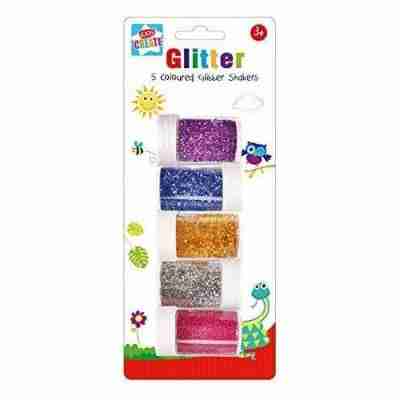 5 colored glitter shakers