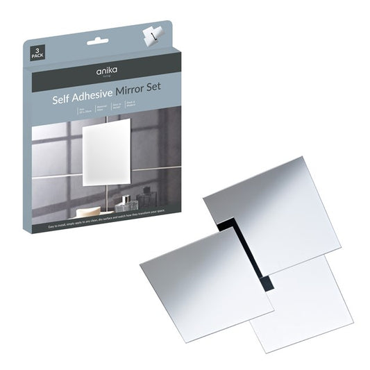 3pk Self Adhesive Mirrors - Square Large