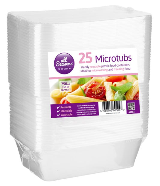 25pk x 750ml Microwave Food Containers