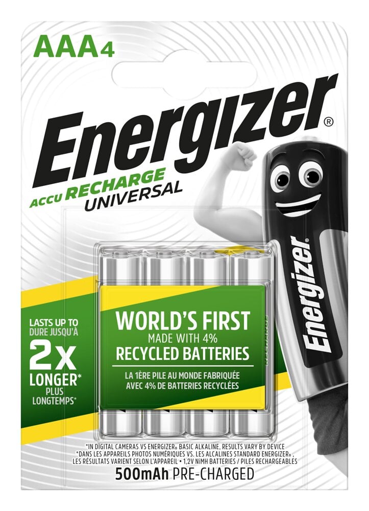 Energizer Accu Recharge Universal Recycled Batteries AAA