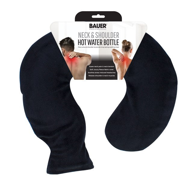 Bauer Soft Fleece Neck Hot Water Bottle- Black