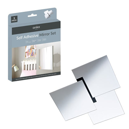 3pk Self Adhesive Mirrors Square Small