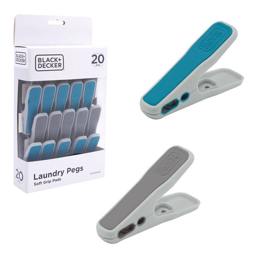 B+D Lot de 20 pinces à linge - Aqua et gris clair