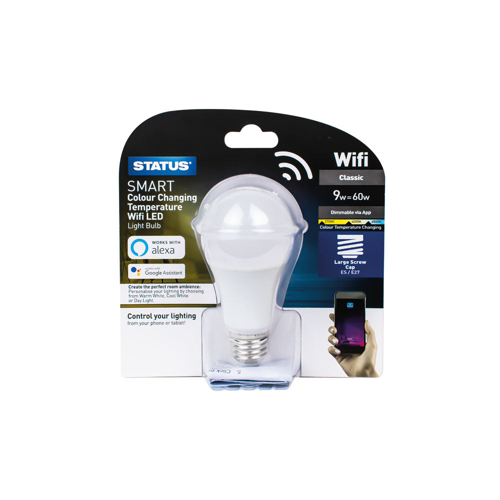 9w=60w=806 lumens  Smart A60 GLS ES PA Pearl Colour Changing Temperature