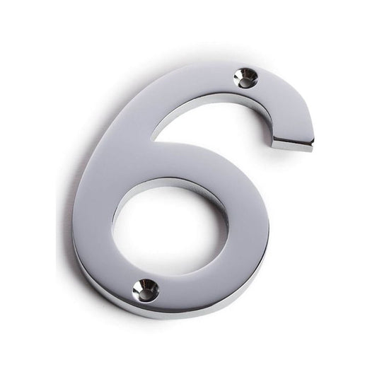 N° 6, Chiffres de 75 mm, laiton chromé