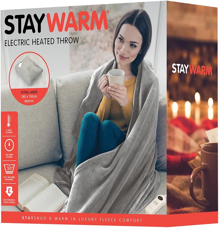 Couverture chauffante très grande StayWarm 180x130cm - Grise