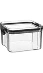 1x 900ml Airtight Food Storage Stackable Container - Plastic Kitchen Storage Jars Pantry Organiser Solution - Airtight Clip Lid - Black