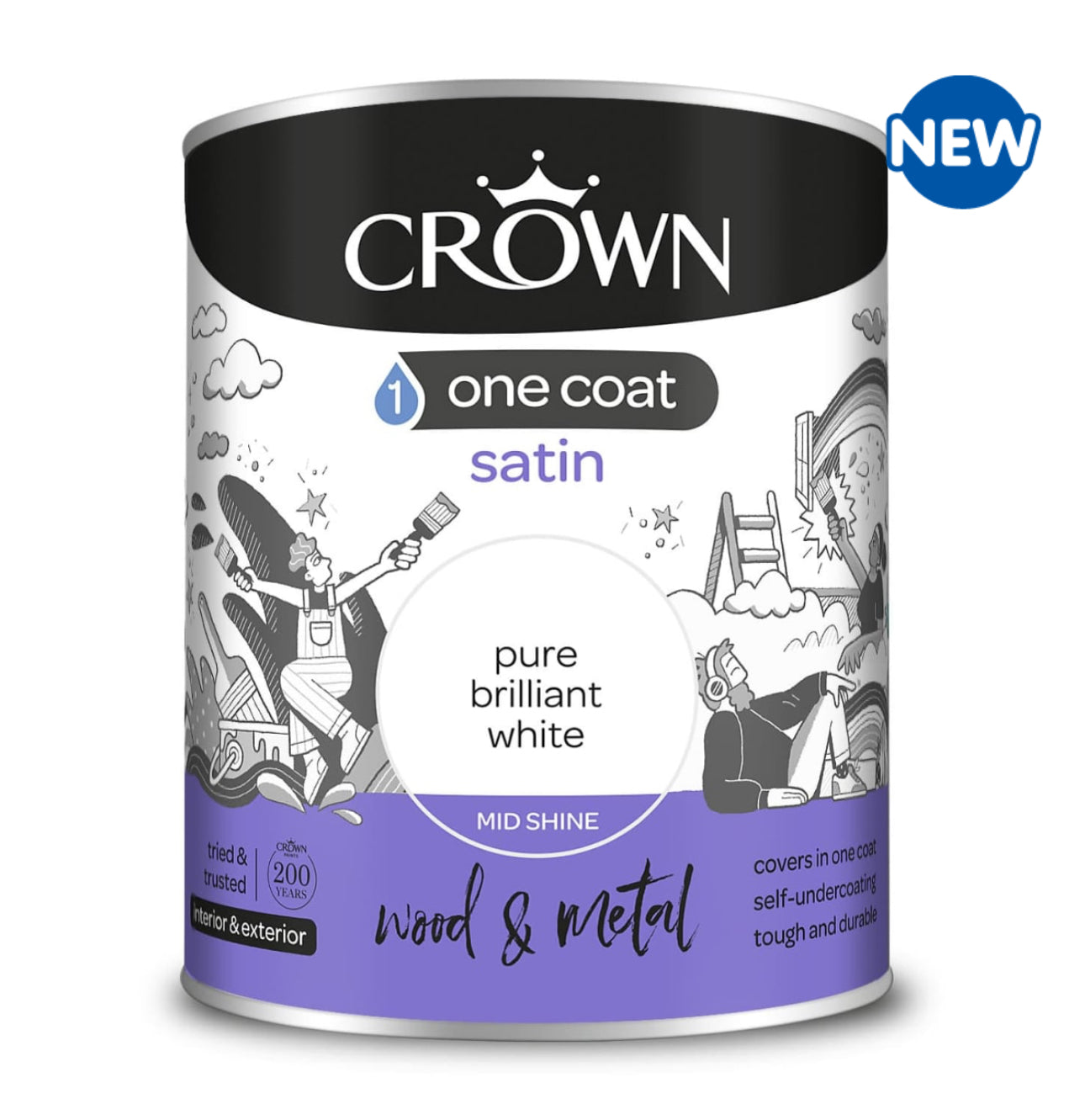 Crown One Coat Satin 750ml - Pure Brilliant White
