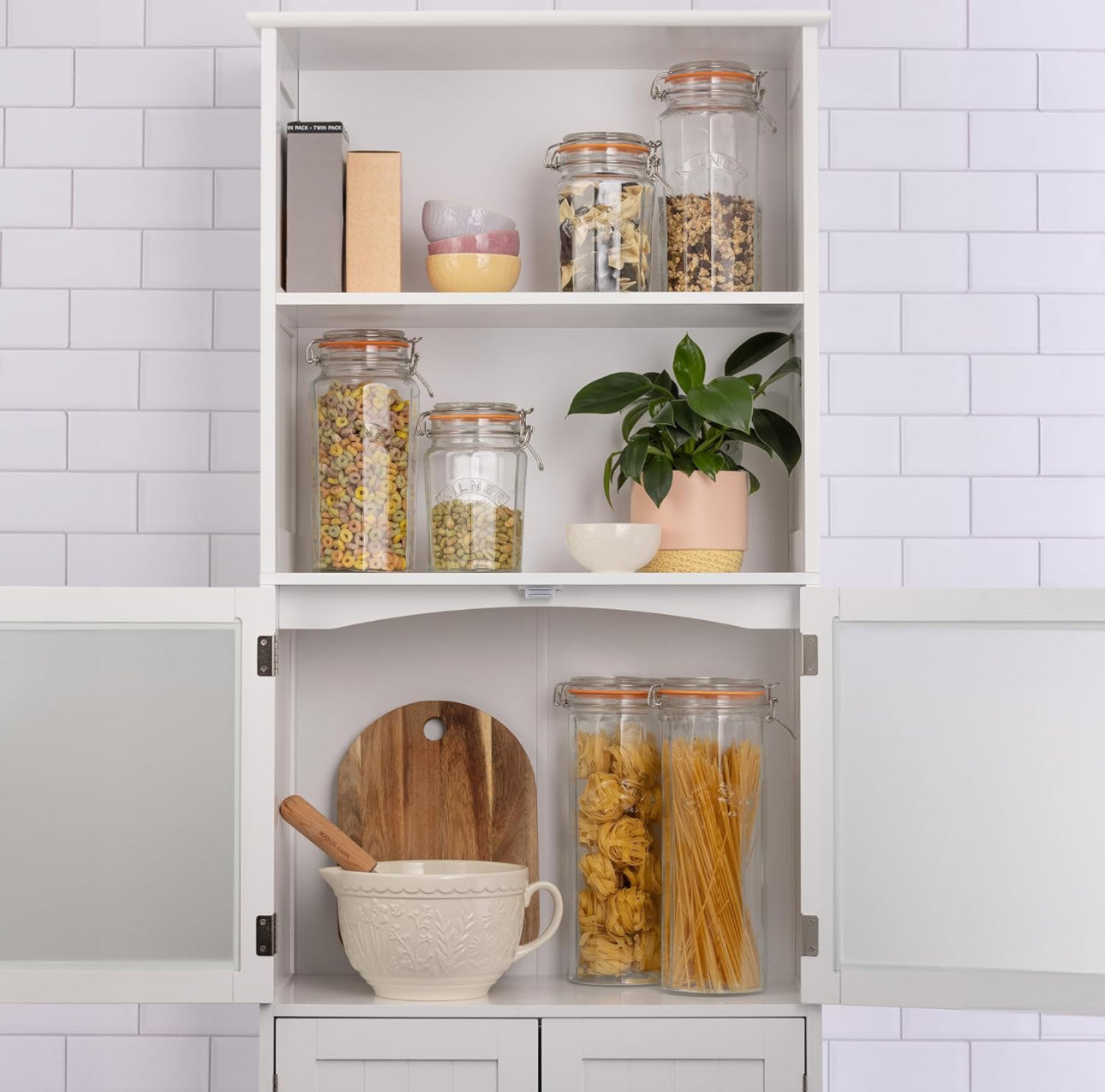 Kilner Facetted Glass Spaghetti Dispenser 2.2 Litre Airtight Food Storage Jar with Lid Kitchen Pantry Storage Container