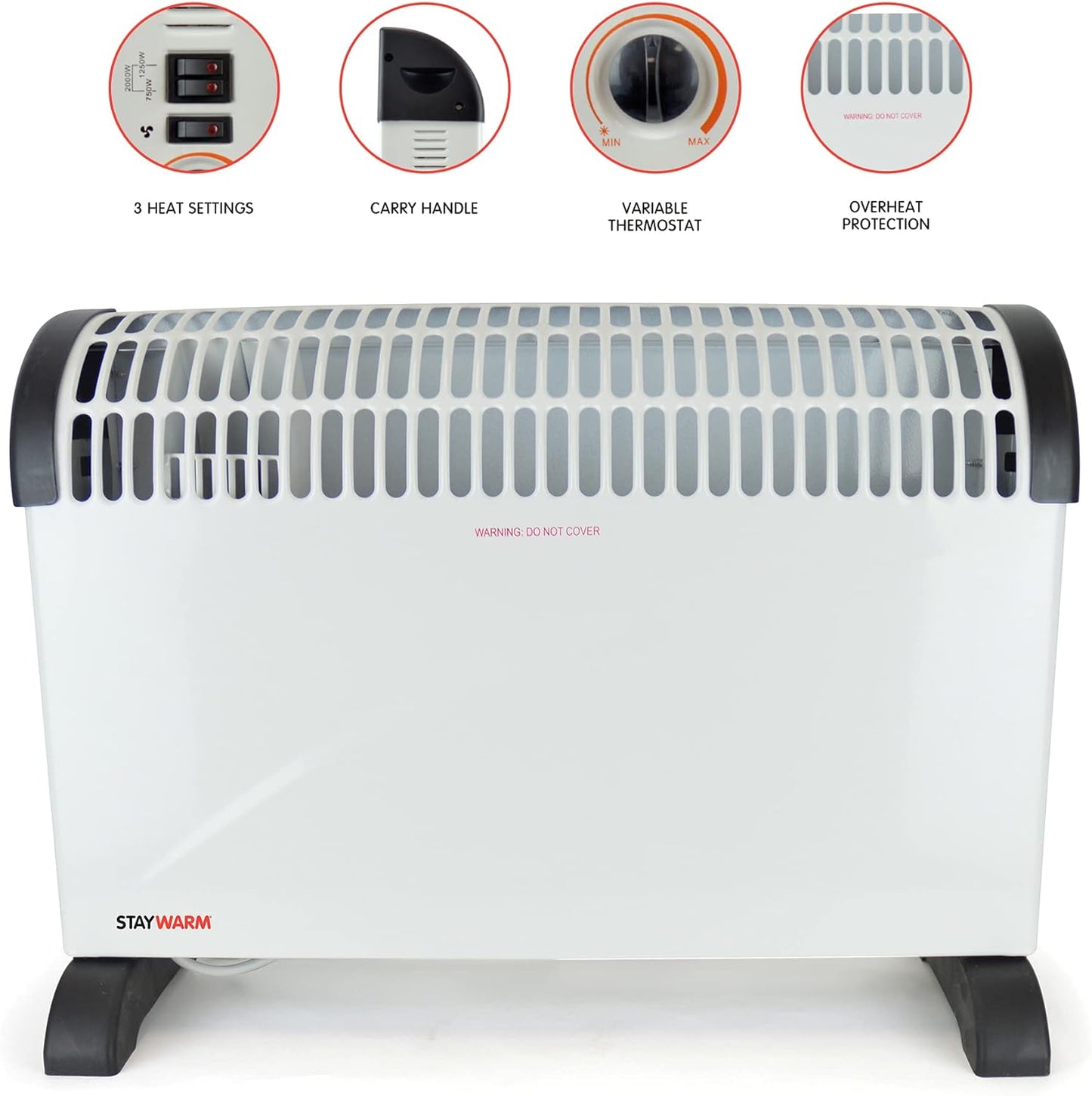 Convecteur StayWarm 2000 W avec ventilateur intégré - Blanc