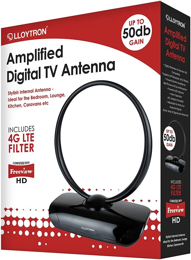 Antenne TV d'intérieur Lloytron Active - 50dB - Noir