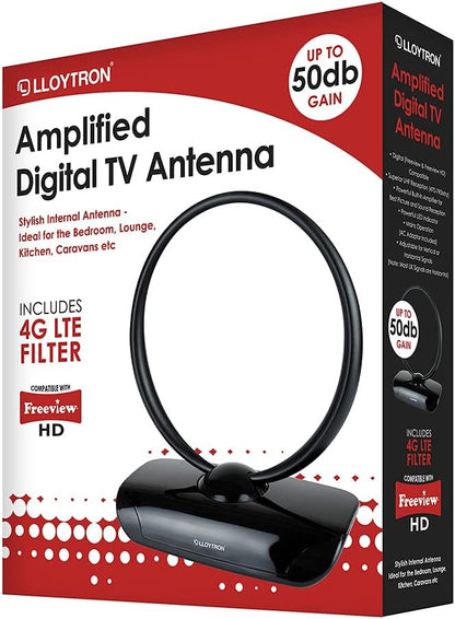 Antenne TV d'intérieur Lloytron Active - 50dB - Noir