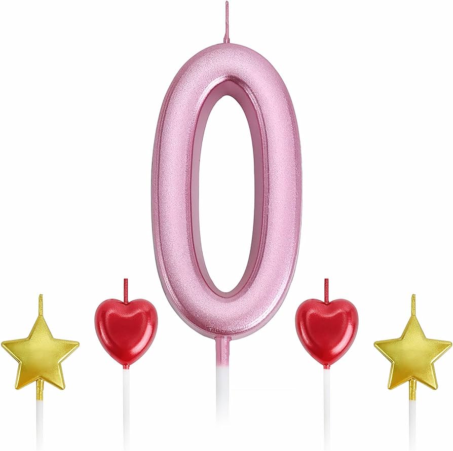 BIRTHDAY CANDLE NUMBER 0 SMALL PINK