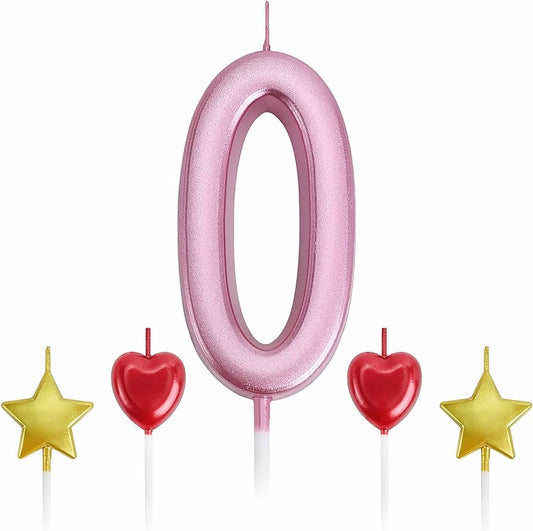 BIRTHDAY CANDLE NUMBER 0 SMALL PINK
