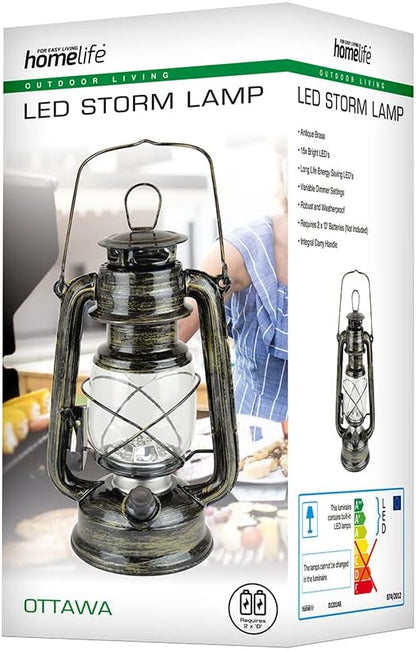 HomeLife Lampe de tempête à DEL « Ottawa » – Laiton antique (IUEG)
