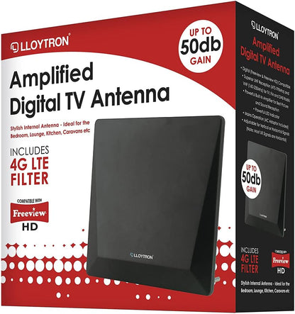 Antenne TV panneau Lloytron Active Intérieur - 50 dB - Noir Mat