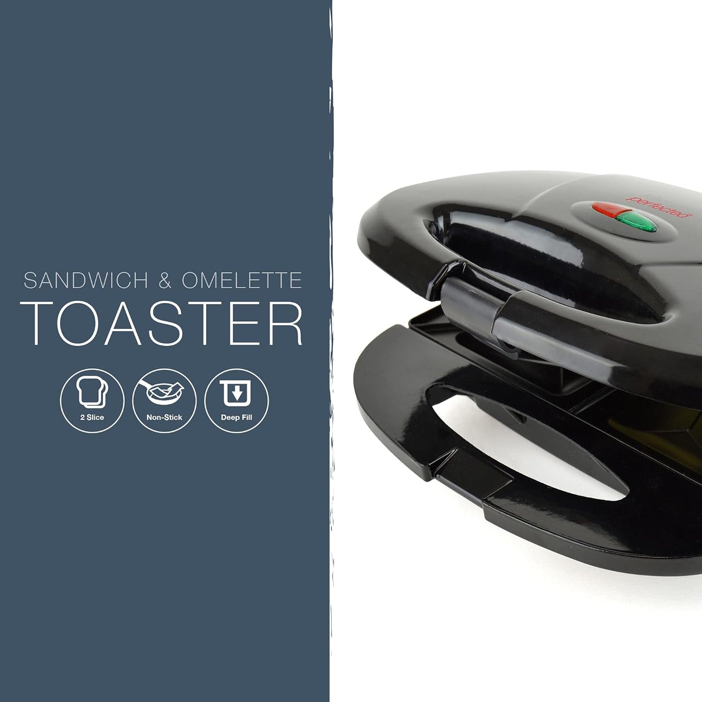 Appareil 2-en-1 pour sandwichs et omelettes KitchenPerfected – Noir