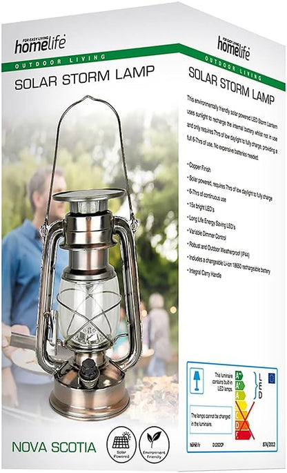 Lampe tempête solaire DEL HomeLife « Nouvelle-Écosse » - Cuivre