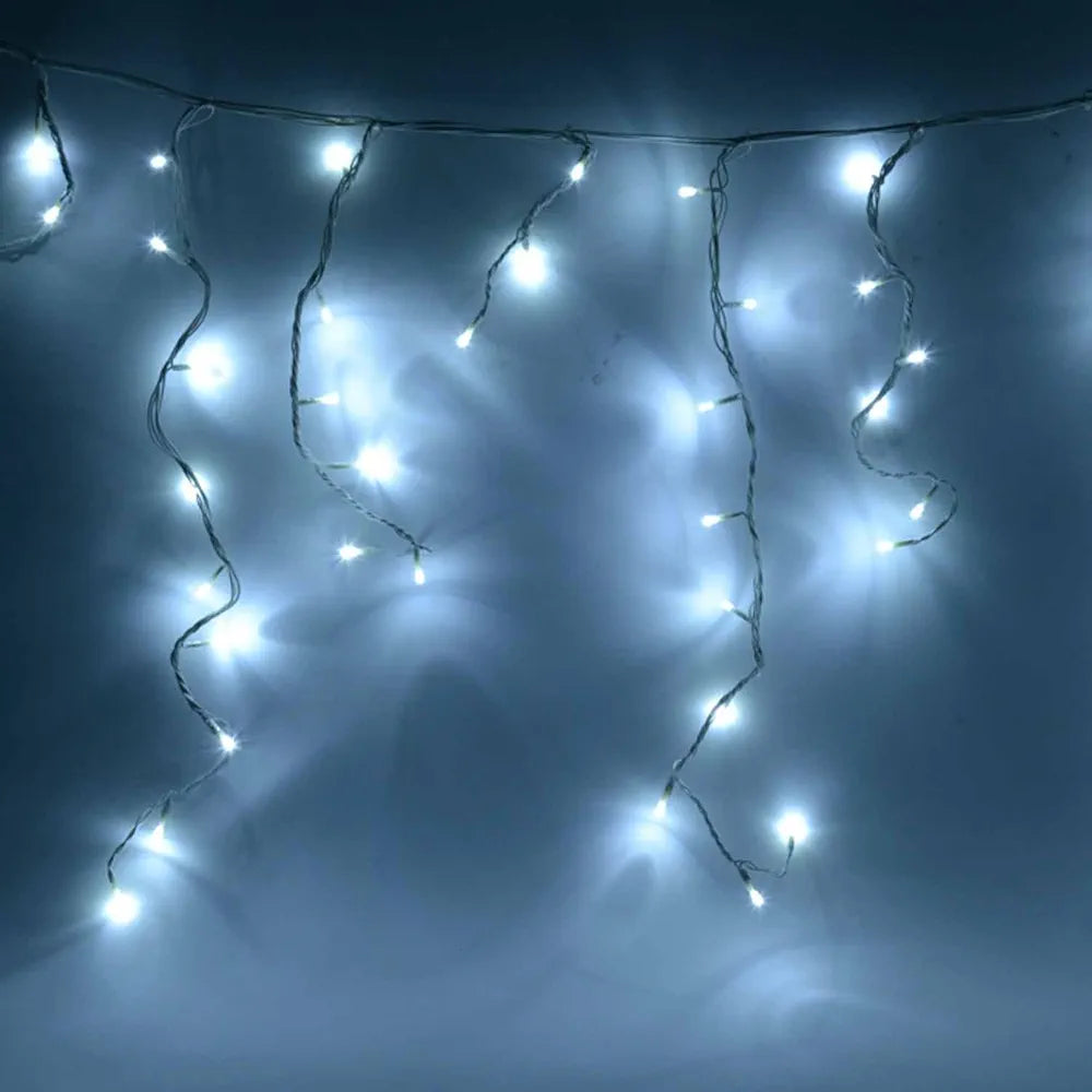 Guirlande lumineuse de Noël 240 LED « stalactite effet neige » très lumineuses - Blanc