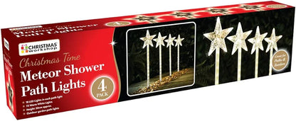 The Christmas Workshop 70429 Meteor Shower Garden Path Outdoor Christmas Decorations | 55cm Tall | 4 Pack | 72 Warm White LED Light Bulbs