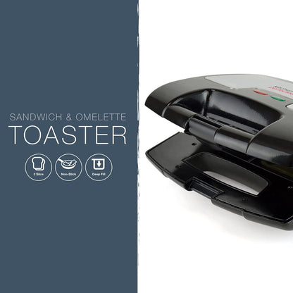 KitchenPerfected 2 Slice Sandwich & Omelette Maker - Black Steel